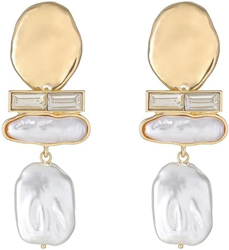 Statement Pearl Dangle Earrings,Gold and Large Pearl,Luxury Chandelier Organic Style Earrings
