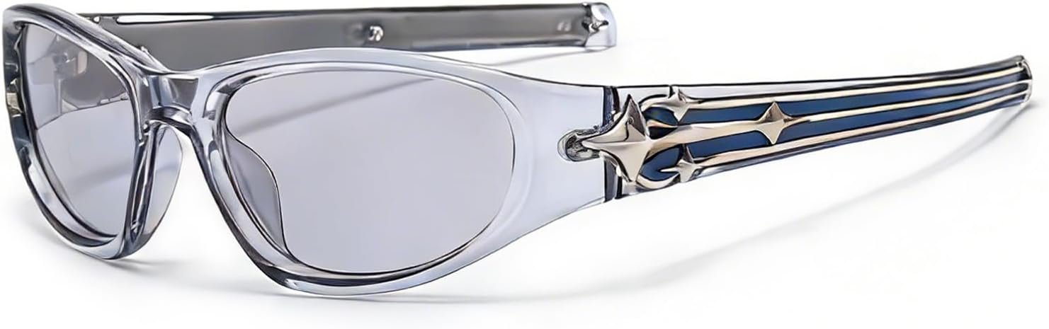 Fashion Y2k Sunglasses for Women Men 2026 Vintage Wrap Around Sun Glasses Punk Sport Shades UV Protection