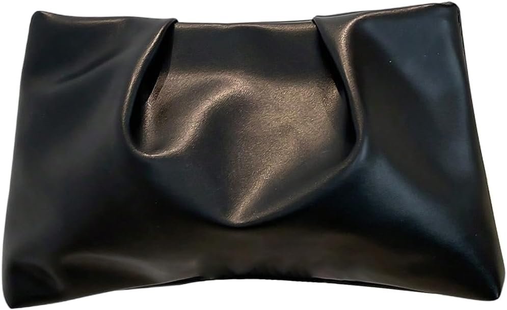 OYOANGLE Women’s PU Leather Clutch Purses Small Zipper Ruched Minimalist Handbag