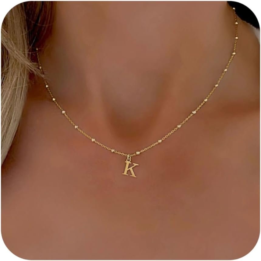 Initial Necklaces for Women, Dainty A-Z Pendant Letter Charm Necklace Personalized Name Necklaces for Women Trendy Jewelry Gift