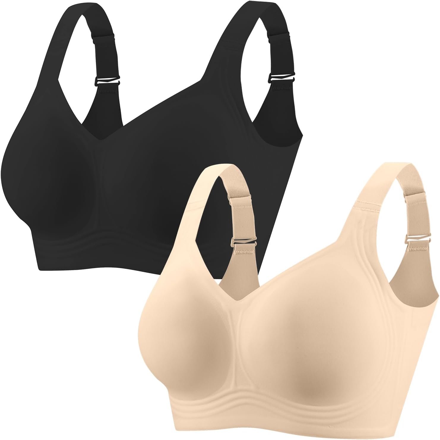 PoseFree Jelly Bras for Women No Underwire, Supportive Wireless Comfort Bra, Full Coverage Back Smoothing Bra