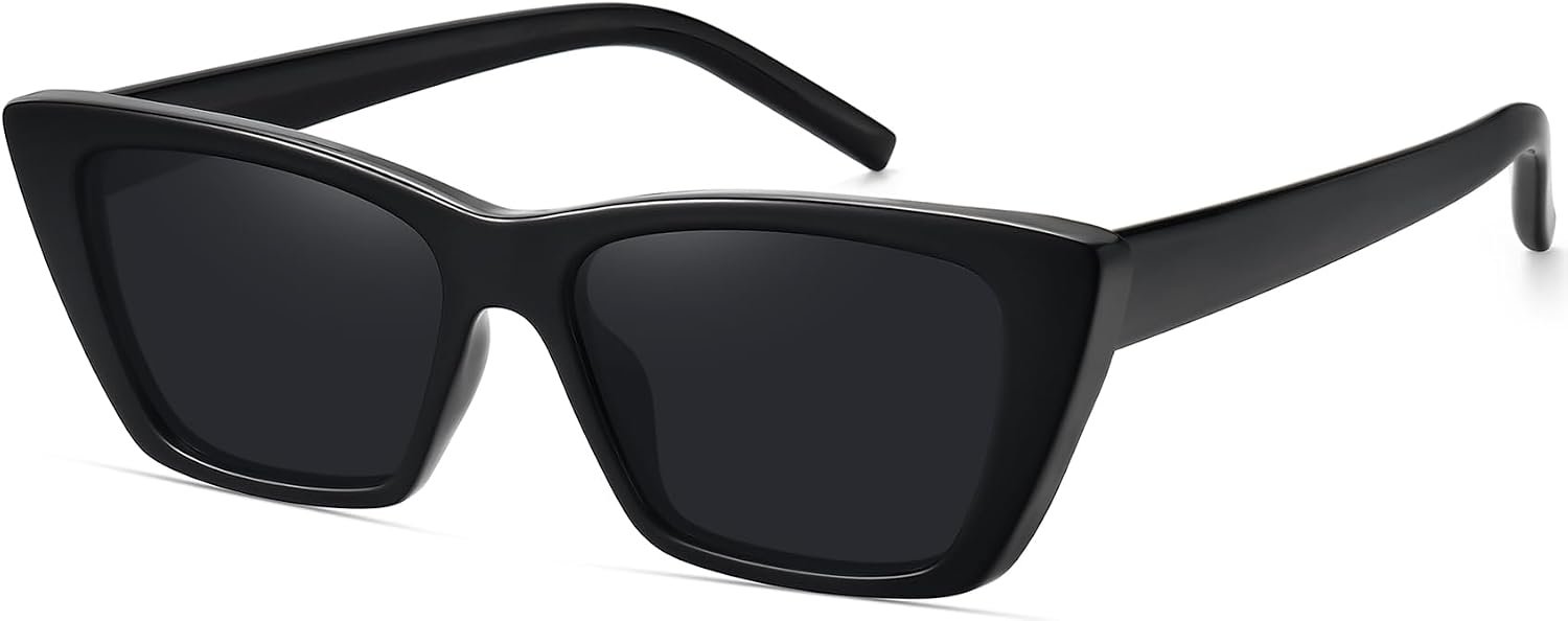 WOWSUN Narrow Small Vintage Polarized Cat Eye Sunglasses for Women