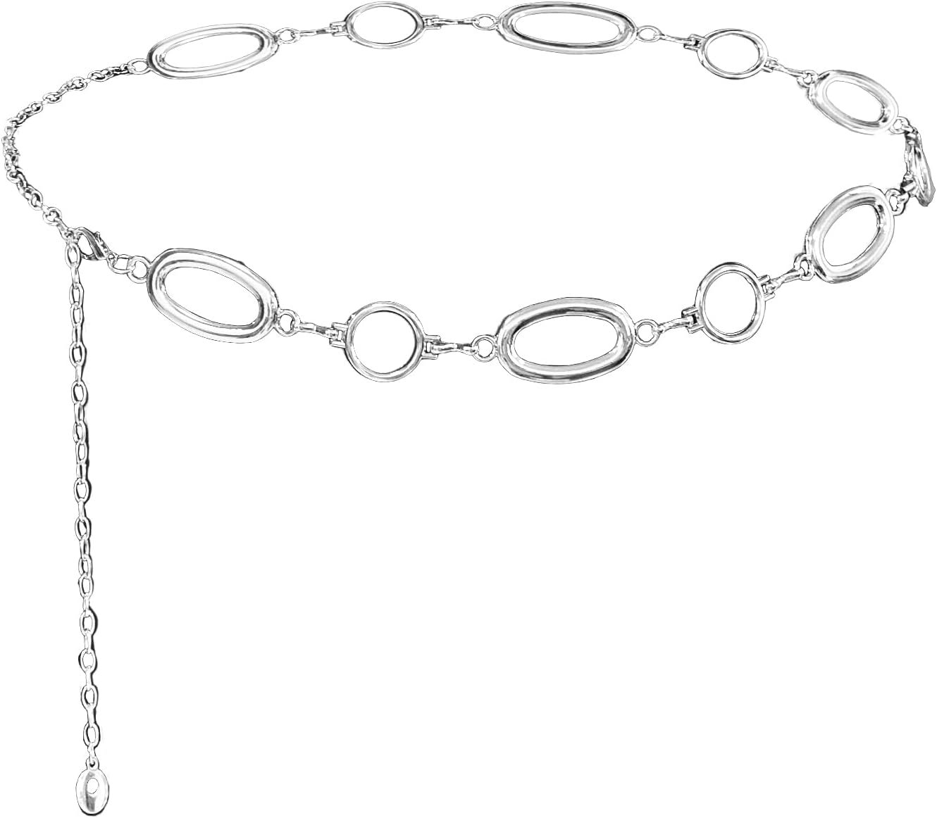 Waist Chain Belt Women Circle O-Ring Metal Link Body Chains Plus Size Gold Tone Chain Belt Fashion Waist Jewelry for Dress