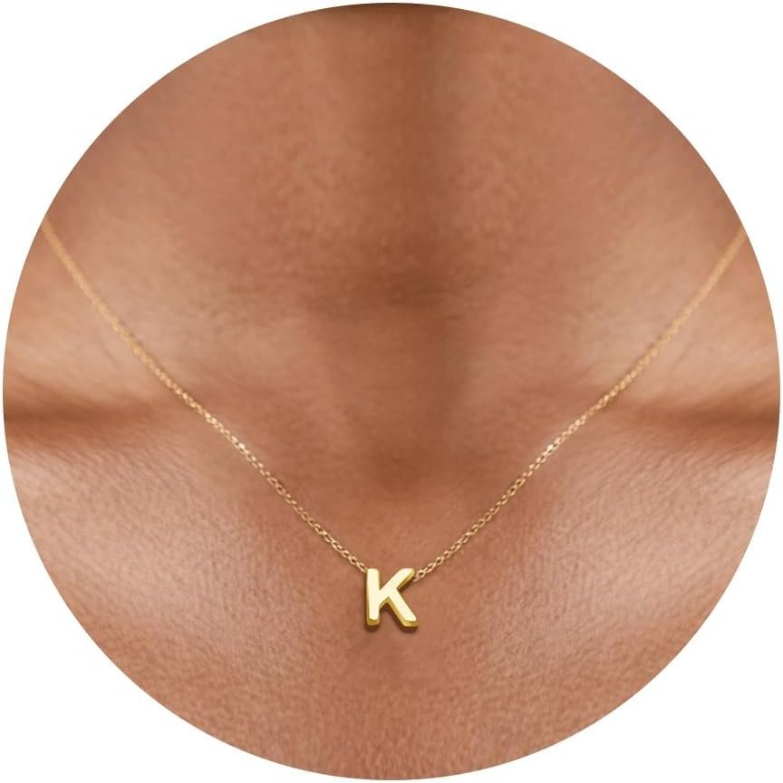 Gold Initial Necklace for Women – Dainty Letter Pendant Necklaces, Adjustable 18+3 Inch Chain, Personalized Gift Trendy Jewelry for Mom, Daughter, Wife (Choose Letter A-Z)