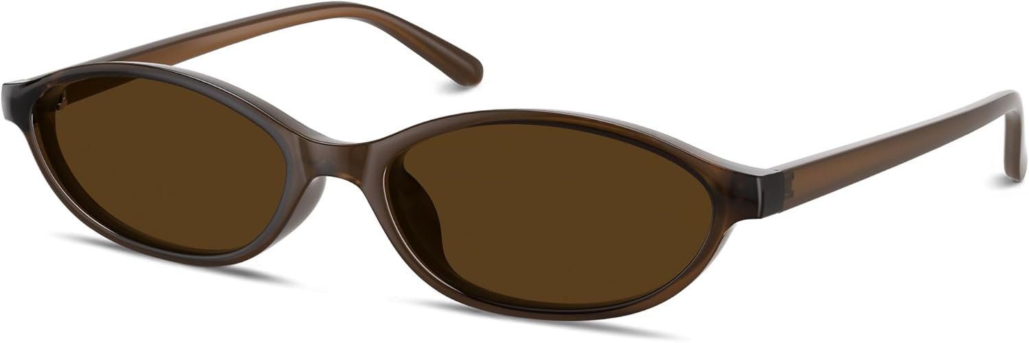Sunglasses Womens Retro Oval Sunglasses for Women – Cat Eye 90s Glasses Y2K UV400 Lightweight Narrow Shades