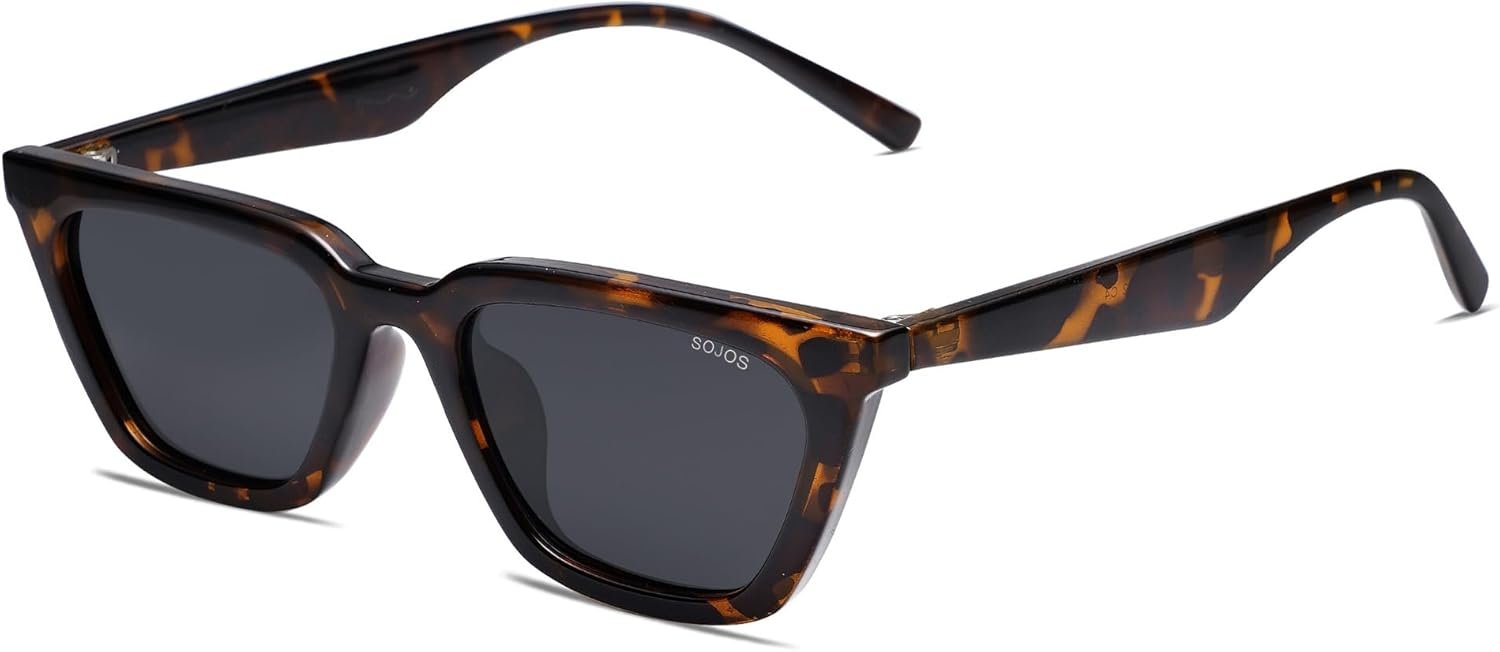 SOJOS Polarized Narrow Square Cateye Sunglasses for Women Retro Trendy Driving Glasses SJ2169