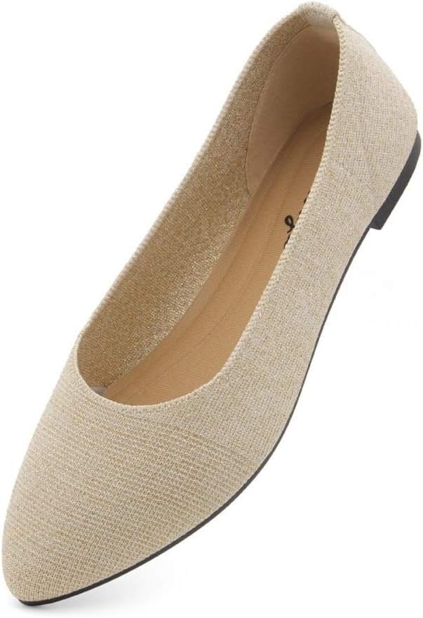 Herstyle Women’s Pointed Toe Flats – Knit Ballet Flats, Slip-On Dressy Casual Shoes with Memory Foam for Work Office