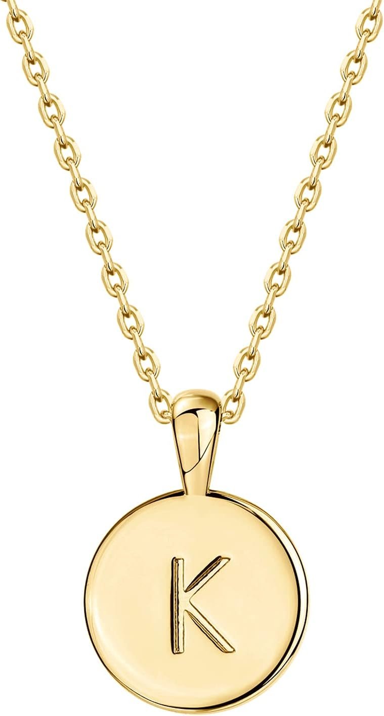 PAVOI 14K Gold Plated Initial Letter Pendant Necklace for Women | Gold Alphabetical Initial Necklace