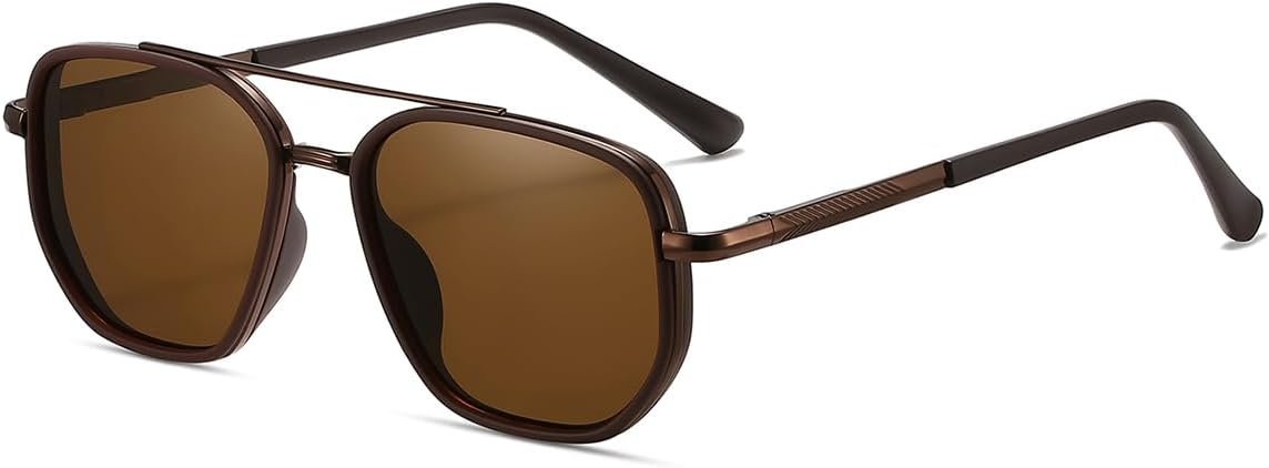 kimorn Tangle Free Polarized Aviator Sunglasses for Women Retro Square Metal Frame, UV400 Protection, Driving & Beach Shades