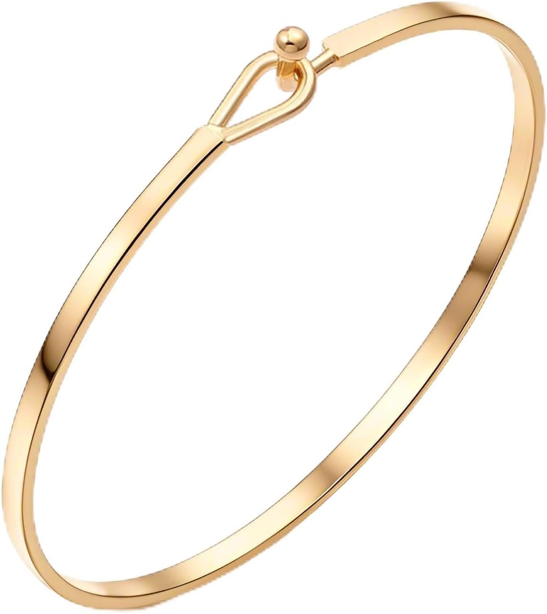 Dainty Gold Bar Bracelet for Women Simple Delicate Thin Cuff Bangle Hook Bracelet 18K Gold Plated Handmade Minimalist Jewelry