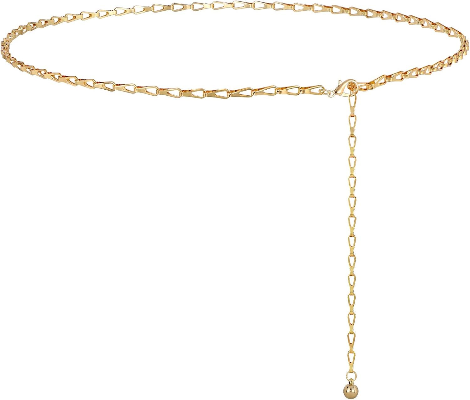 Chain Belt for Women Gold Metal Waist Chain Adjustable Body Waist Link Belts Chunky Chain Belts for Dress Jeans
