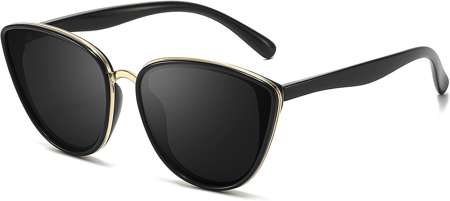 Cat Eye Sunglasses for Women Trendy Cateye Sun Glasses 2026 Gold-Rimmed Shades for Driving