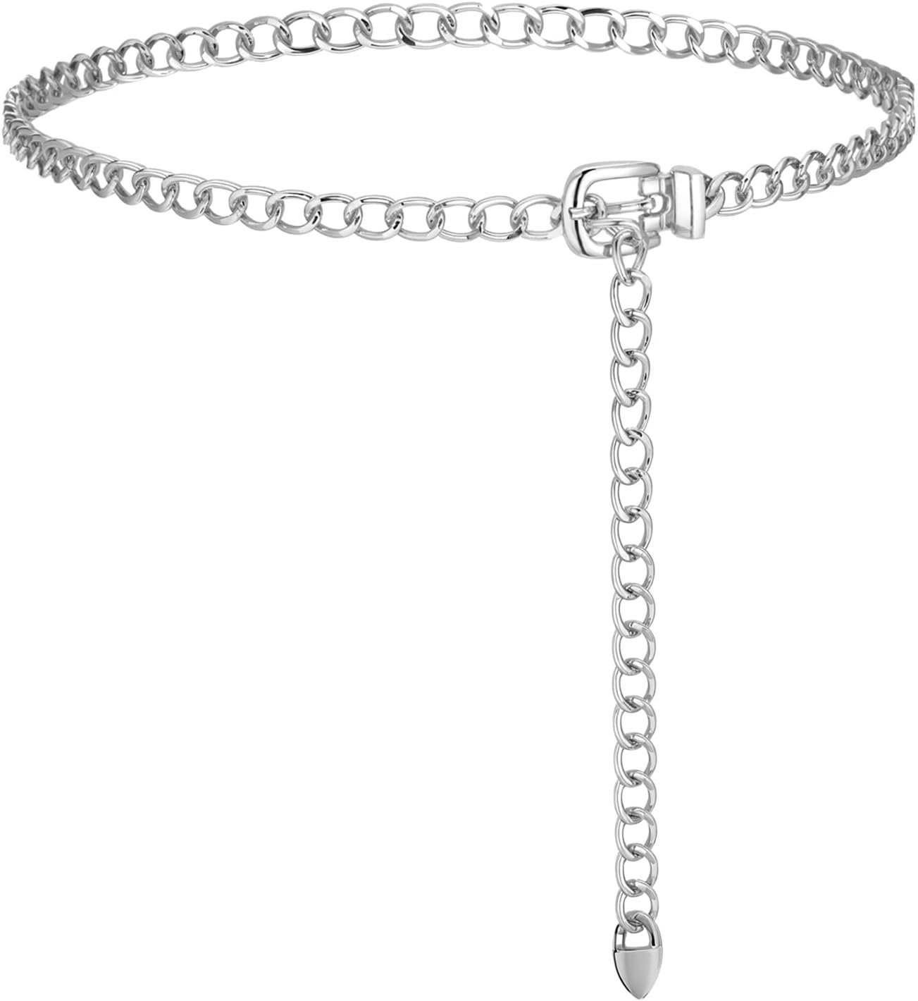 Chain Belt for Women Waist Size 32-37″, Metal Waist Chains Belt Adjustable Chain Belts for Dress Jeans