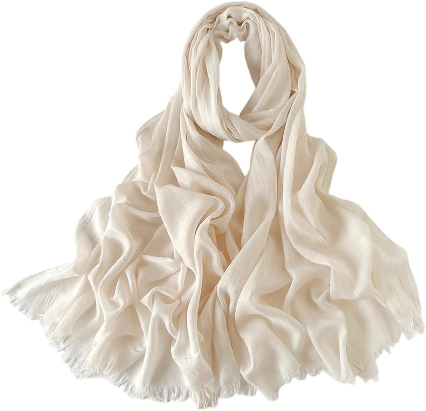 Mawjom Women Scarf Cotton Linen Shawl Wrap Plain Plain Lightweight Headscarf 39″x77″