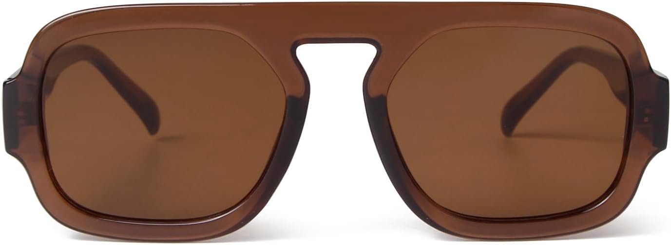 ADE WU Trendy Square Sunglasses for Women Men,Vintage Square Aviator Sunglasses Fashion 70s Inspired Stylish Flat Top Shades