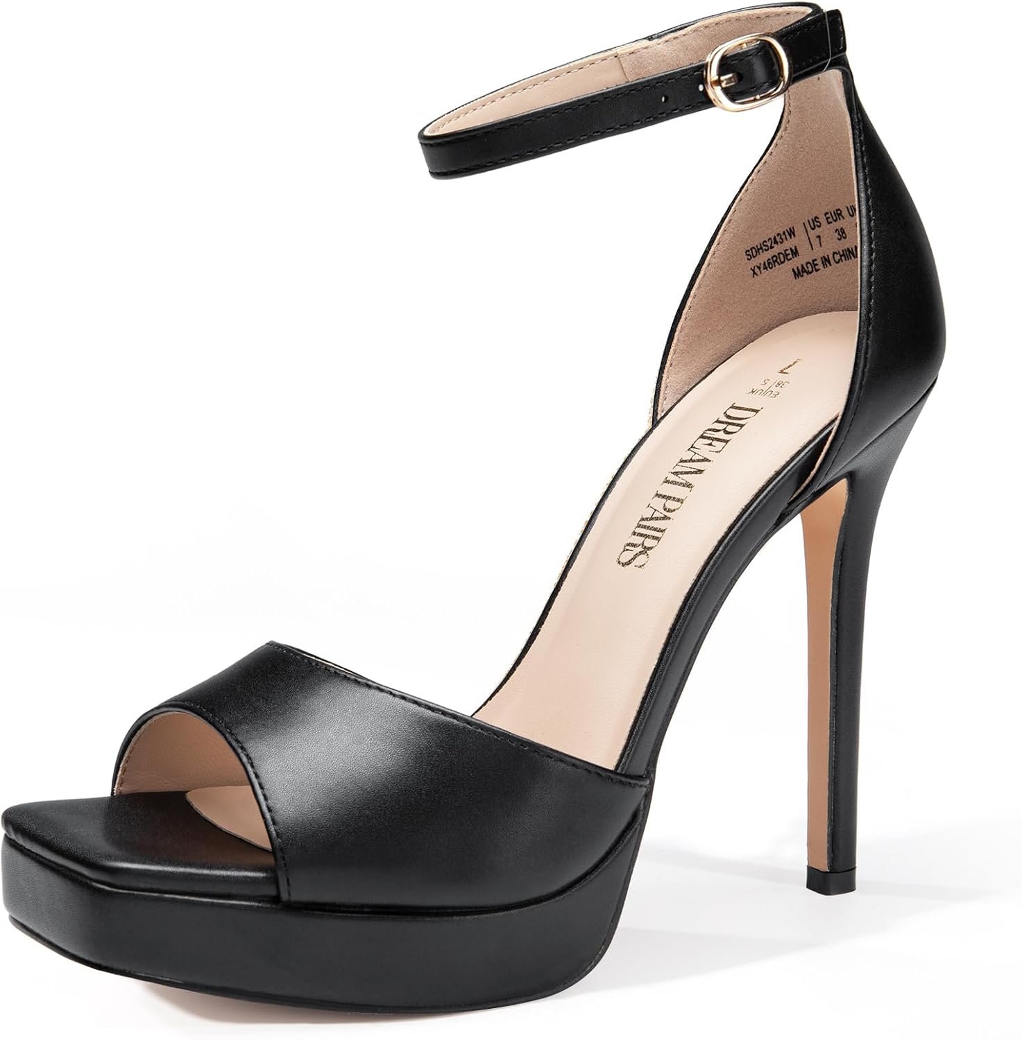 DREAM PAIRS Women’s Stiletto High Heels Platform Ankle Strap Square Open Toe Dress Sexy Sandals