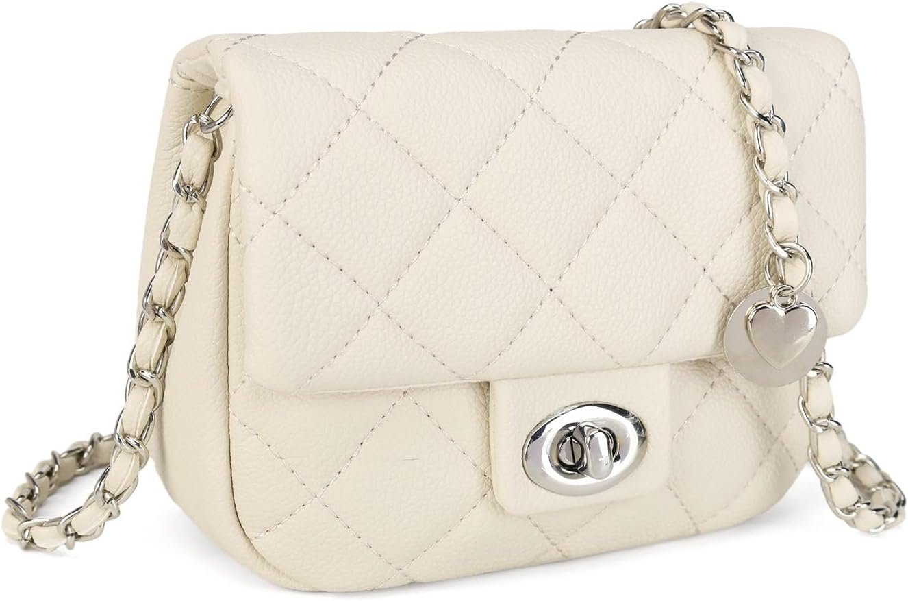 LAVTUG Quilted Leather Crossbody Bags for Women, Trendy Shoulder Purses for Teen Girls, Mini Satchel Handbag with Chain Strap