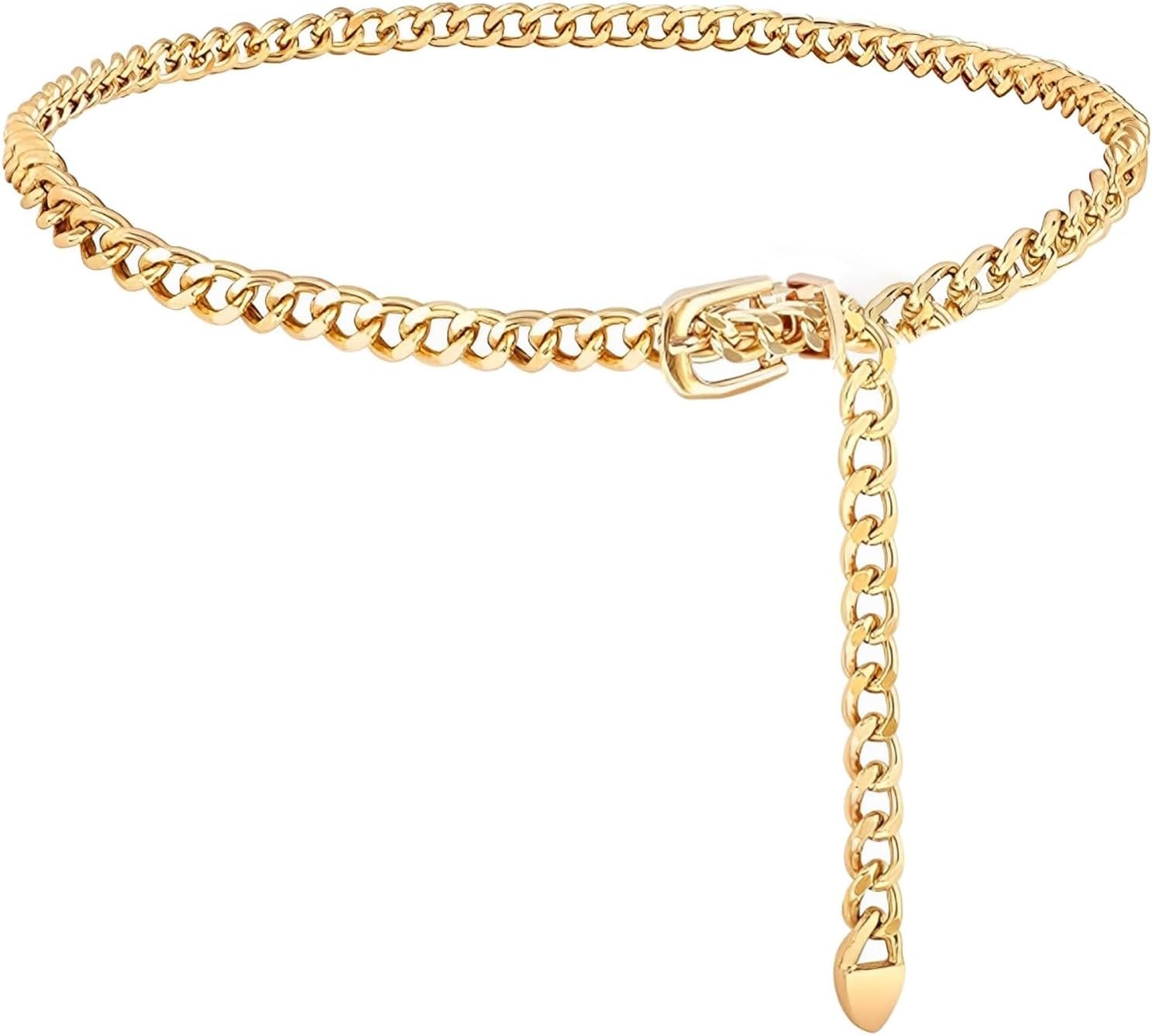 Gold Chain Belt For Women Adjustable Waist Belt Fashion Metal Dress Belts For Jeans Dresses Body Link Waist Chain