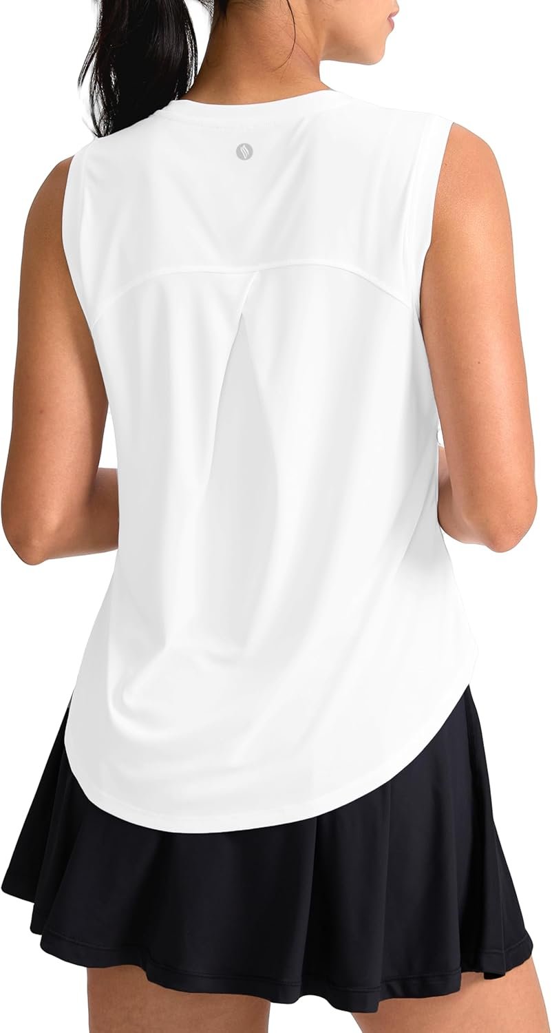 SANTINY Women’s Sleeveless Workout Tops Breathable Lightweight Active Tennis Yoga Shirts Athletic Running Tank Tops for Women