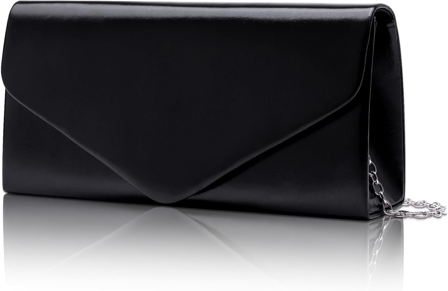 Larcenciel Envelope Clutch Purse for Women, Vegan Leather Evening Bag with Chain Strap, Wedding Cocktail Party Formal Handbag