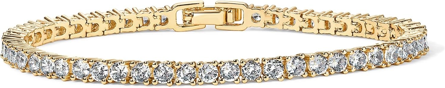 PAVOI 14K Gold Plated 3mm Cubic Zirconia Classic Tennis Bracelet | Gold Bracelets for Women