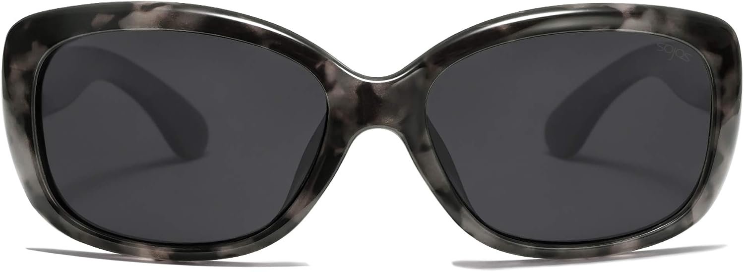 SOJOS Vintage Square Sunglasses for Women Polarized UV Protection Havana Frame SJ2111