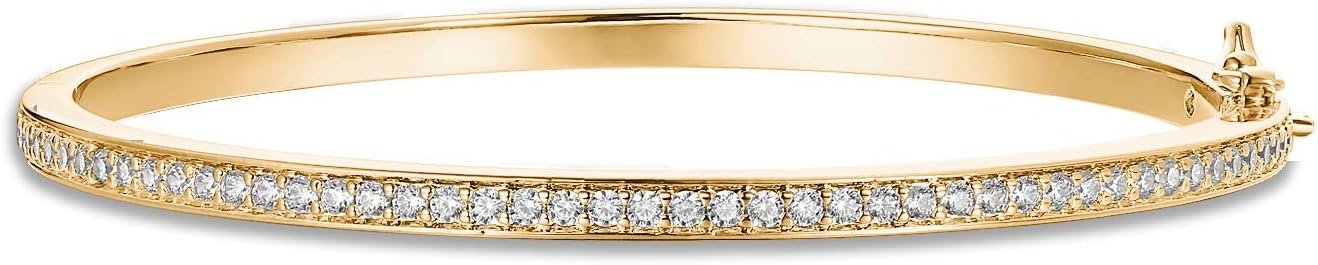 PAVOI 14K Gold Plated Cubic Zirconia Bangle Tennis Bracelets for Women | Classic Love Cuff Bangle Bracelets