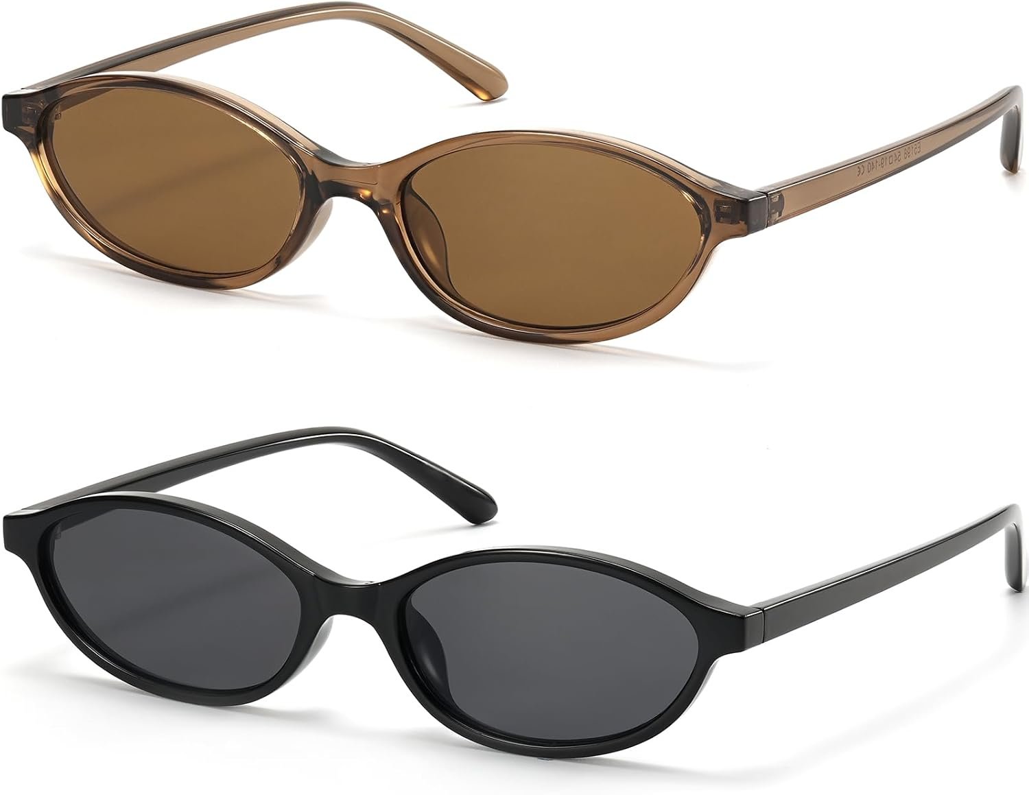 ViewJoy Retro Oval Cat Eye Sunglasses for Women Small Y2K Thin Narrow 100% UV Protection Lightweight Vintage 90s Sun Glasses