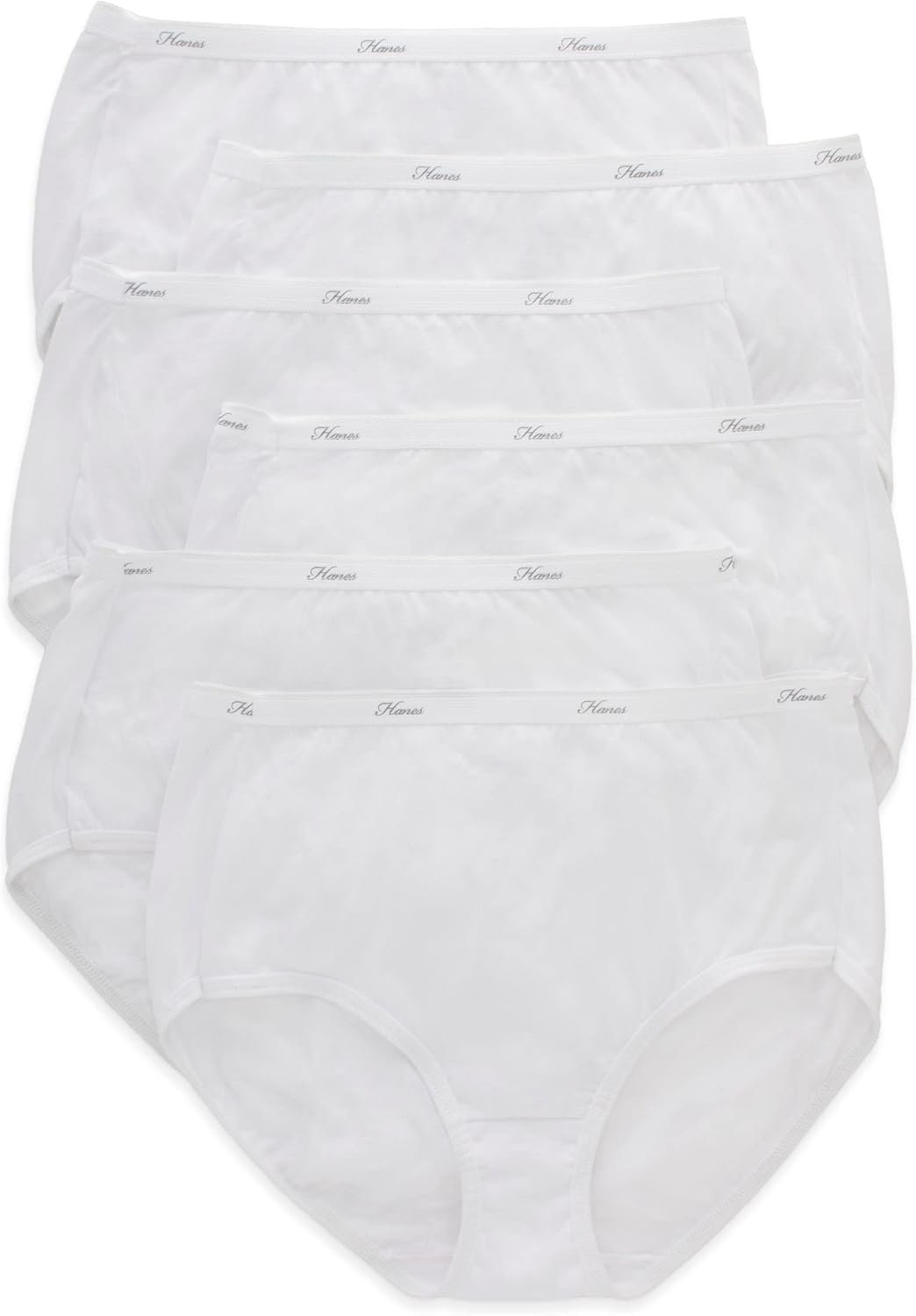 Hanes womens High-waisted Brief Panties, 6-pack, Moisture-wicking Cotton Brief Underwear (Colors May Vary)