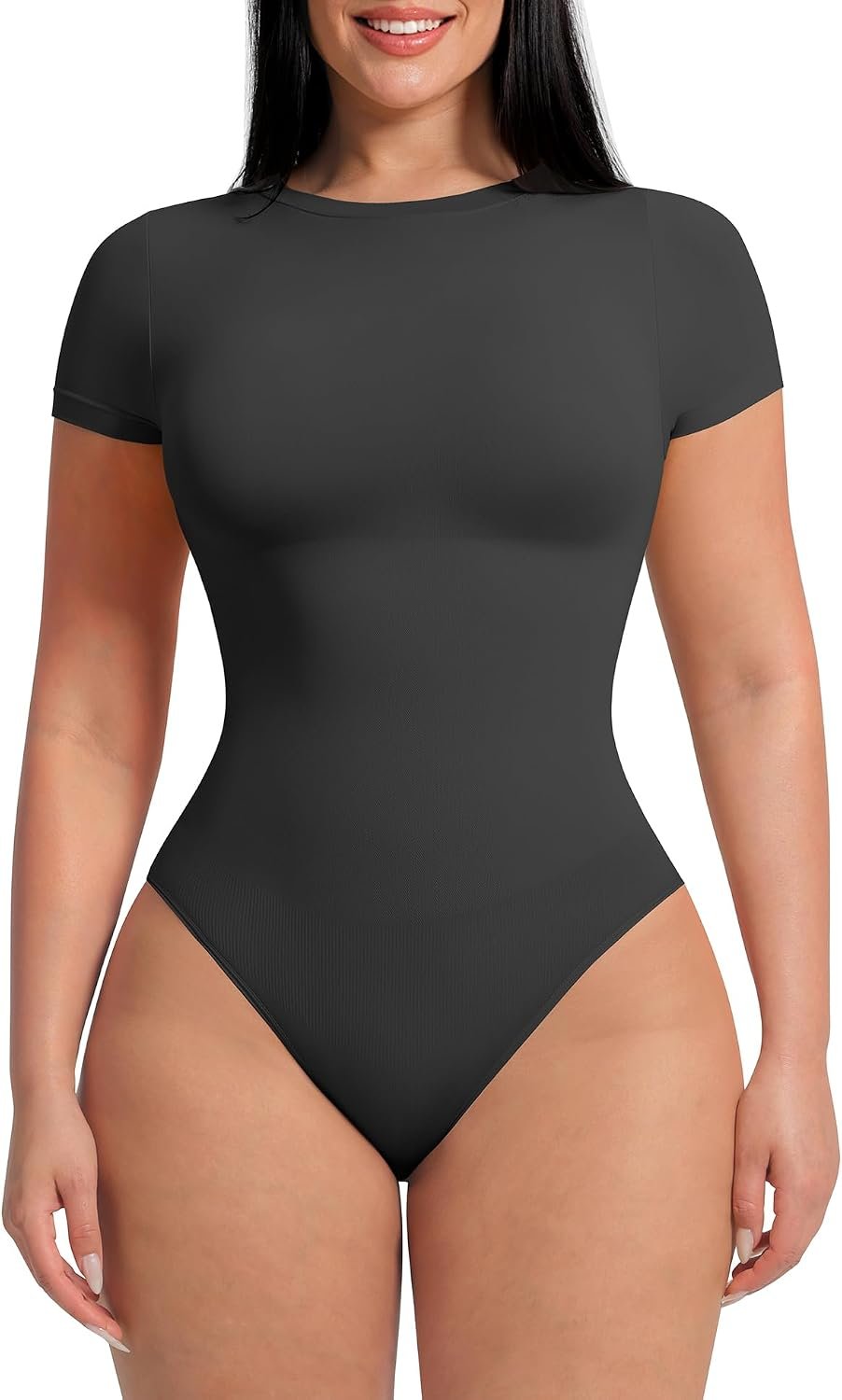 FeelinGirl Shapewear Bodysuit Tummy Control Soft Short Sleeve For Women