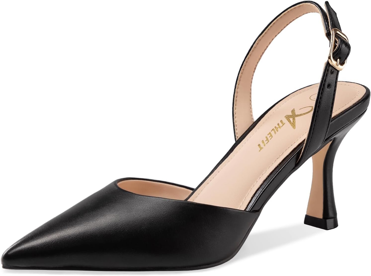 Athlefit Closed Pointed Toe Kitten Heels for Women Dress Work Wedding Party Slingback Stiletto Pumps Shoes