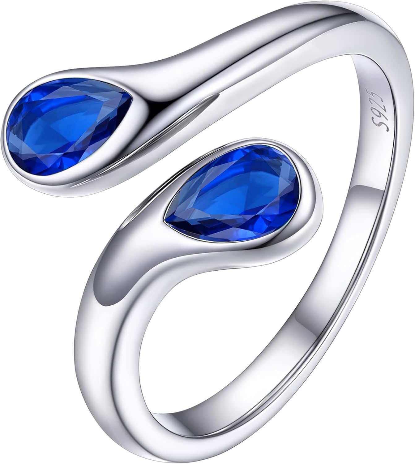 PROSILVER 925 Sterling Silver Rings for Women Birthstone Toi et Moi Rings | Birthstone Ring Silver, Adjustable Stackable Real Silver Toi Et Moi Ring for Women, Dainty Waterproof Open Promise Rings