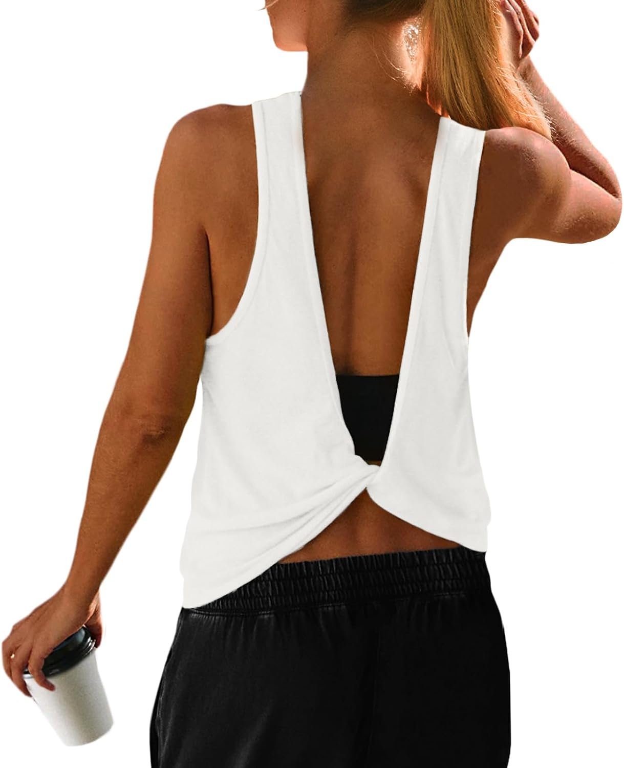 UNIANKIYA Open Back Workout Tops for Women Athletic Backless Tank Tops Sleeveless Running T Shirts Yoga Going Out Gym Clothes