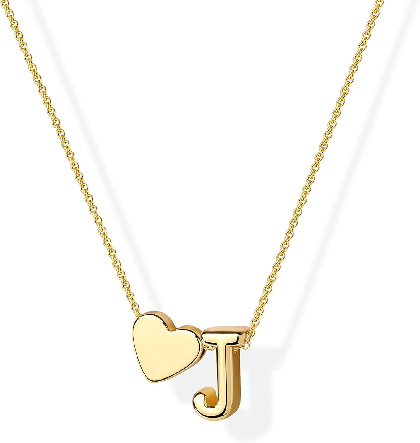 Inerney Gold Heart Initial Necklace for Women 14K Gold Plated A-Z Letter Pendant Necklace Dainty Tiny Heart Monogram Necklace Personalized Name Necklace Gift Jewelry for Women