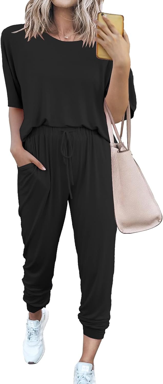 PRETTYGARDEN Women’s Two Piece Lounge Sets 2026 Spring Summer Jogger Pants Vacation Outfits Travel Airplane Matching Clothes
