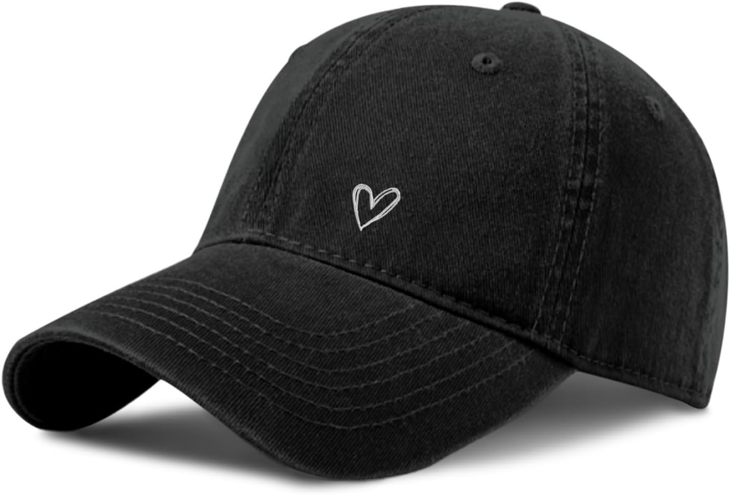 Pairxily Vintage Heart Embroidered Baseball Cap Distressed Adjustable Hat for Women Low Profile Dad Hats Unisex Cotton Cap
