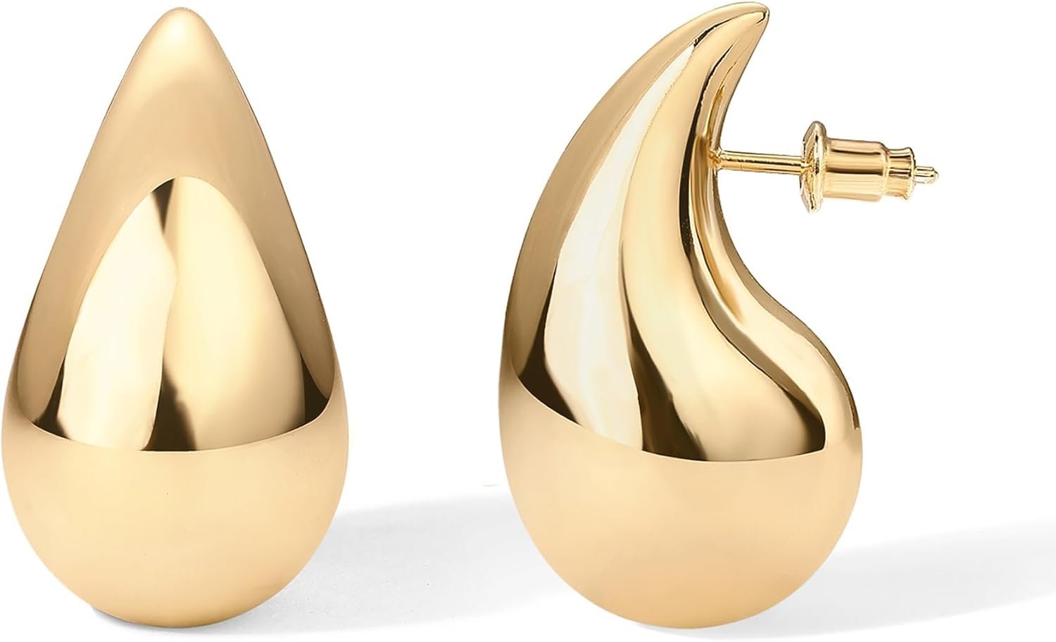 PAVOI 14K Gold Plated 925 Sterling Silver Post Teardrop Chunky Hoop Earrings – Lightweight Drop Earrings for Women – Designer Earring Trendy Jewelry
