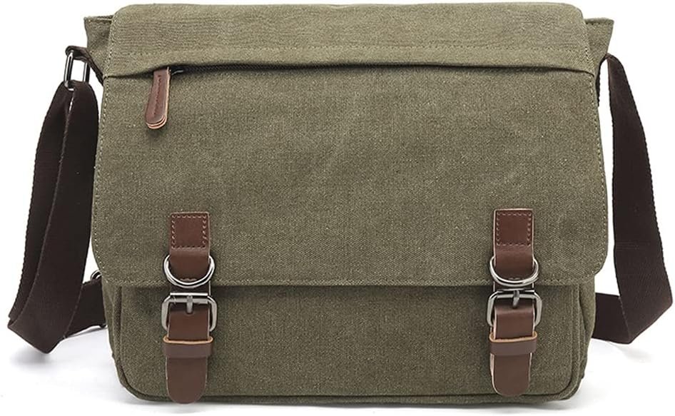 Sechunk Canvas Vintage Messenger Bag Shoulder bag Leather Large Travel Crossbody bags for men women 15inch Laptop