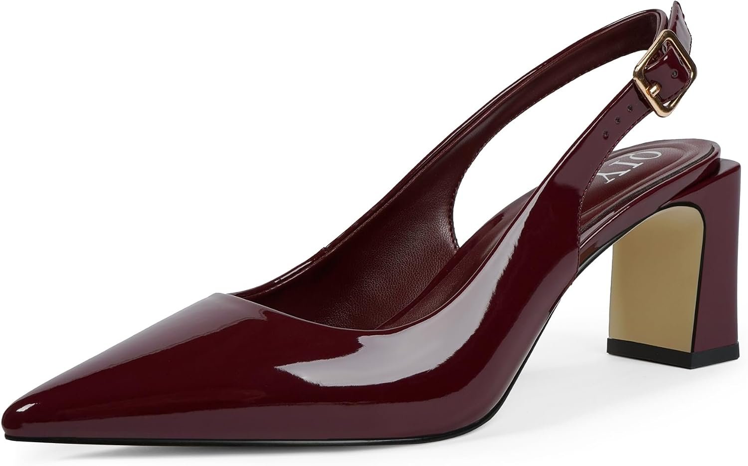 QIY Womens Pumps Pointed Closed Toe Chunky Heel Slingback Heels for Women
