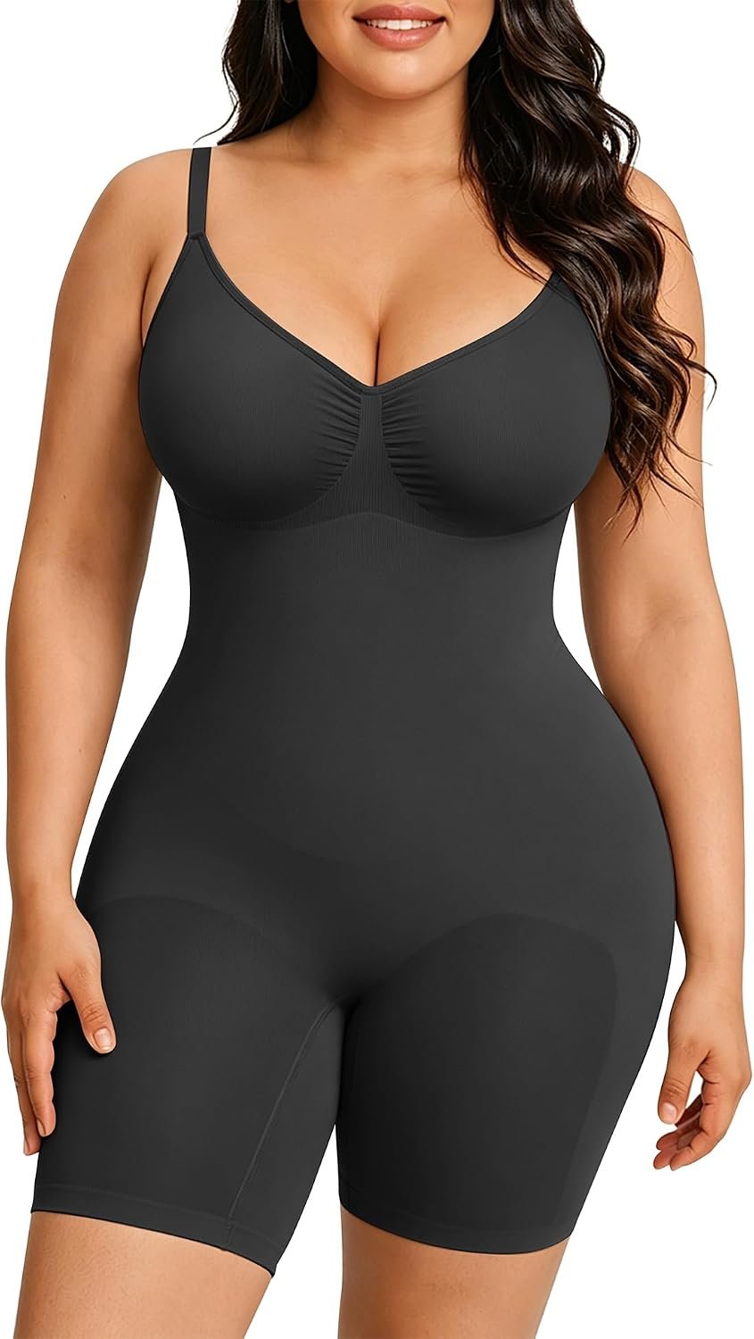 FeelinGirl Shapewear Tummy Control Seamless Bodysuit Hip Enhancer Body Shaper for Women