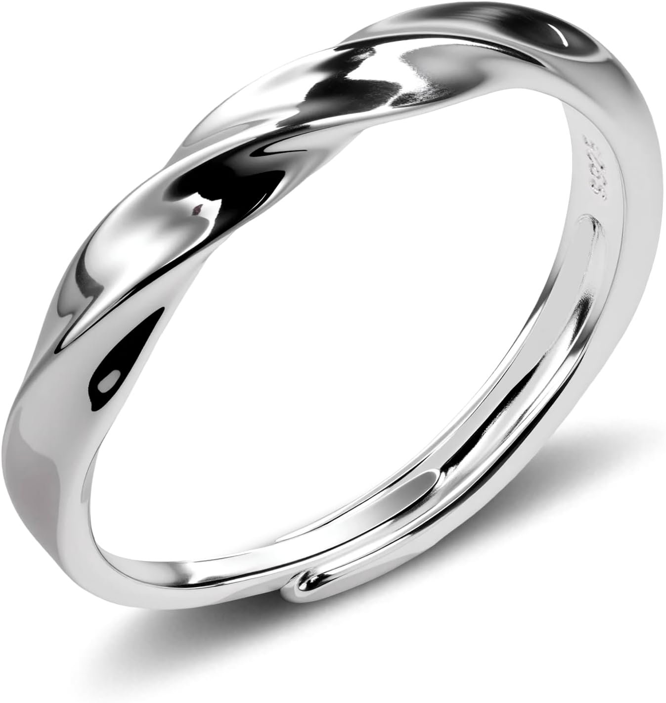 Twist Rings for Women – Adjustable 925 Sterling Silver Open Ring, Unique Stackable Fashion Statement Jewelry with Spiral Design