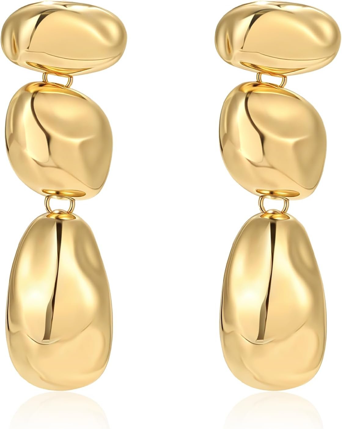 Chunky Earrings for Women Gold and Silver Two Tone Statement Unique Trendy Earrings Stainless Steel Waterproof Non Tarnish Jewelry