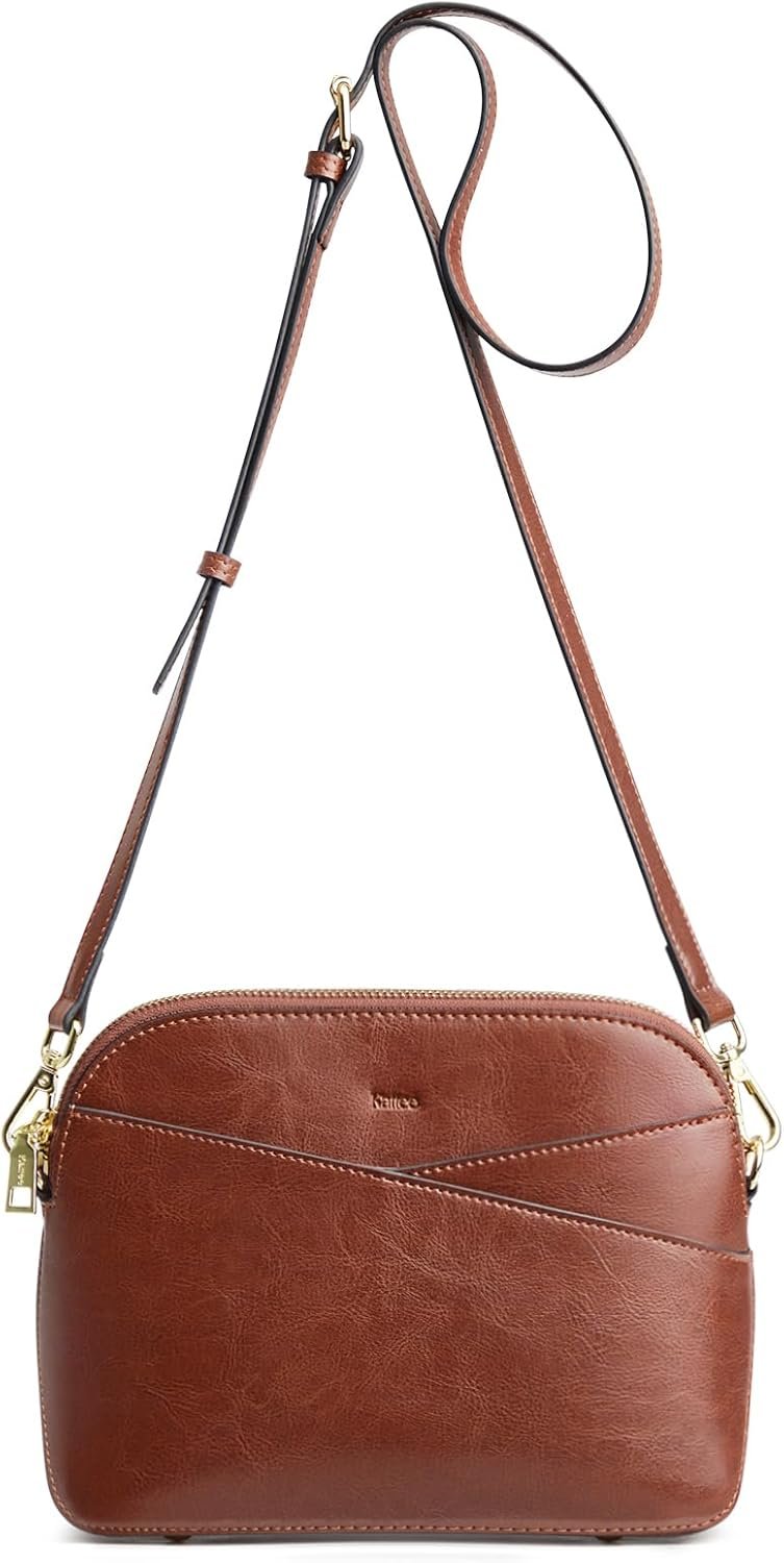 Kattee Small Leather Crossbody Bags for Women, Trendy Purses Handbags Shoulder Bag, Genuine Leather Cross Body Bag for Woman