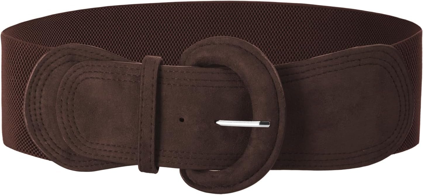 GRACE KARIN Belts for Women Suede Elastic Wide Belt Vintage Stretchy Chunky Buckle Belts S-XXL