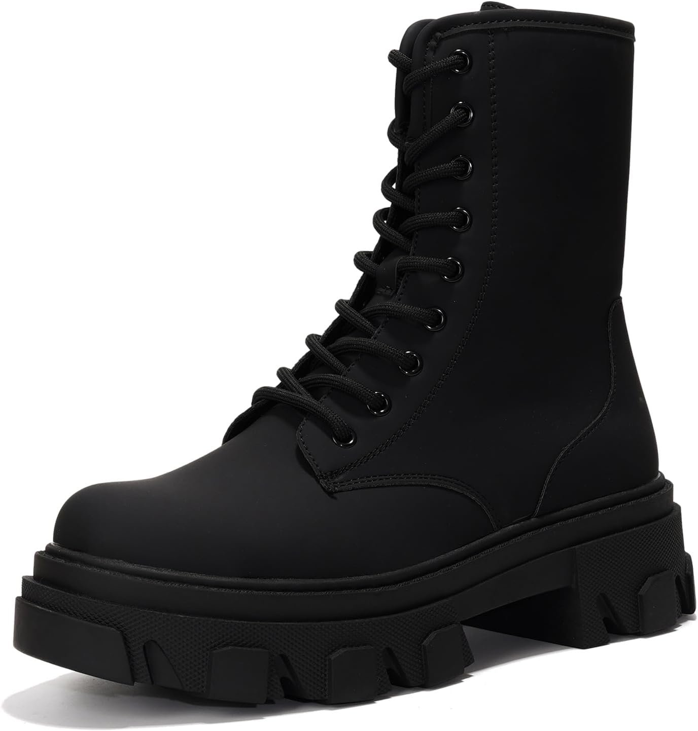 Women’s Chunky Heel Combat Boots Platform Ankle Booties, Lace Up Fall Winter Streetwear Fashion Boots, Comfortable Block Heel (Chrisley)