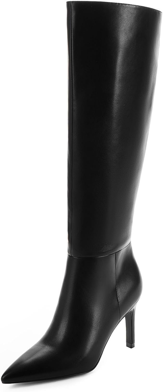 Easyfox Knee High Boots Women Pointed Toe Tall Boots 3 In Stiletto High Heel Long Boots Side Zipper Dress Knee High Boots