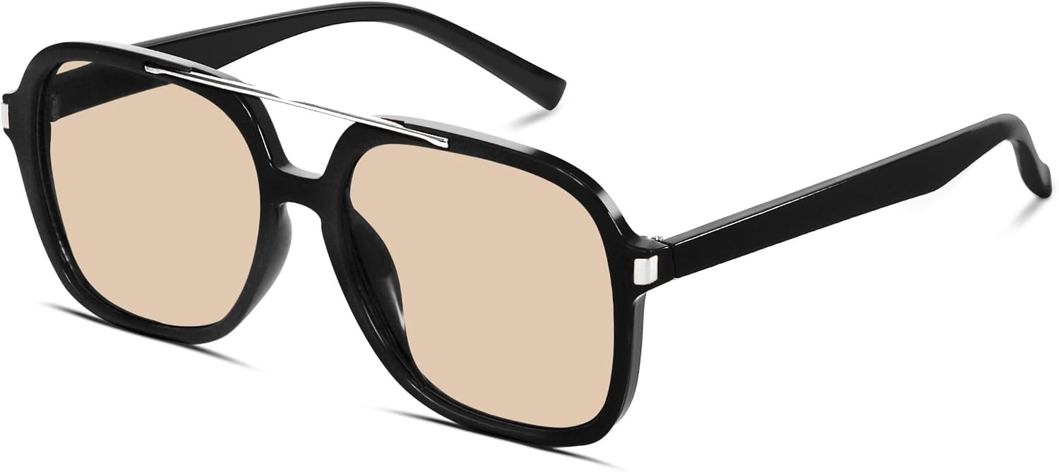 GUVIVI Retro Aviator Sunglasses for Women Men 2026 Square Top Bar Sun Glasses Sunnies 70s Lightweight Shades