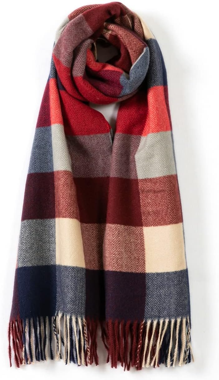 Villand Women’s Wool Scarf – Cashmere Feel Winter Checked Scarves for Women, Large Soft Thick Shawls and Wraps with Gift Box