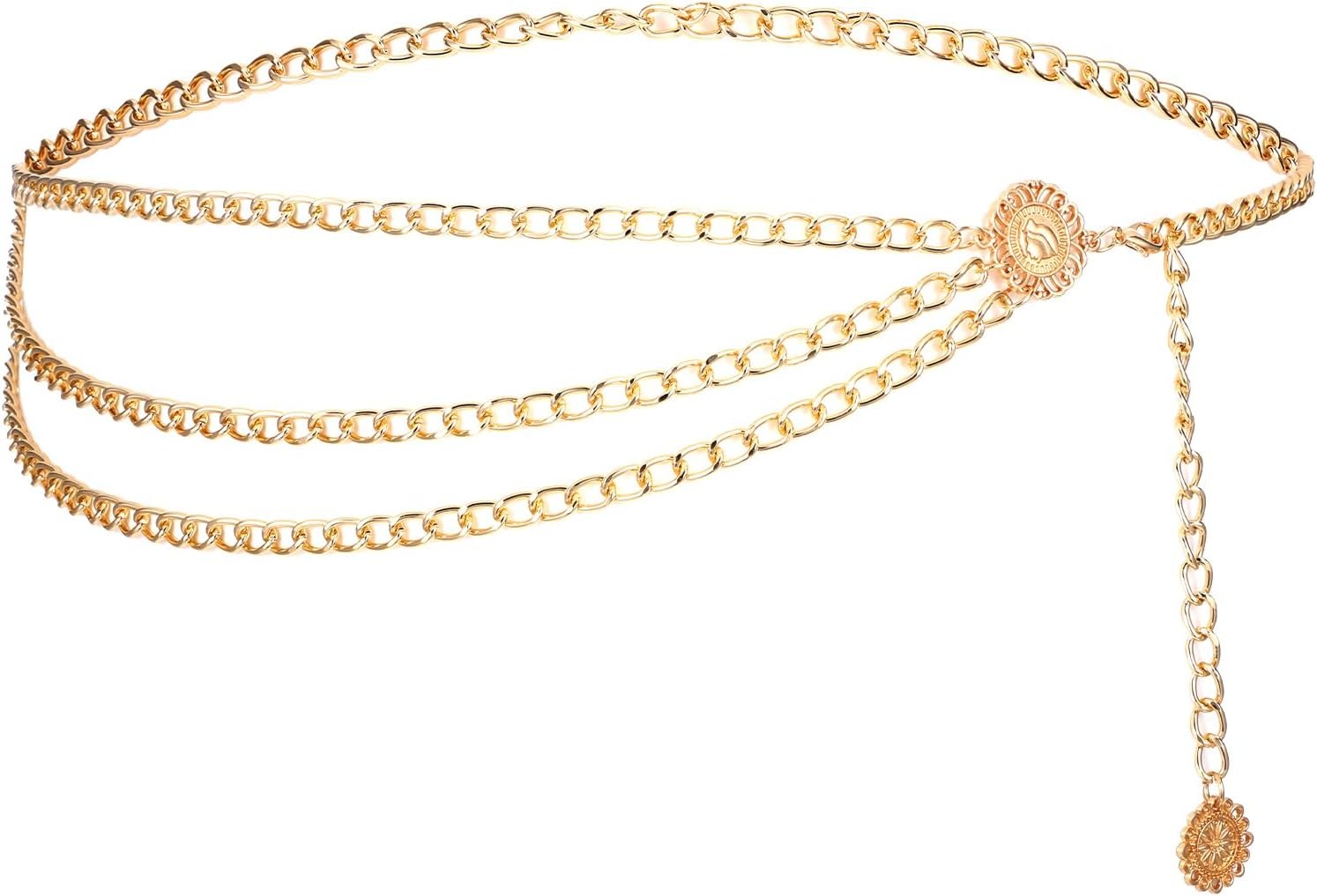 TIESOME Waist Chain Belt, Metal Fashion Jewelry Body Chain for Women Adjustable Multilayer Chain Belt Body Waist Link Belts Elegant Jewelry Accessories Body Decorate for Dresses Jeans Trouser