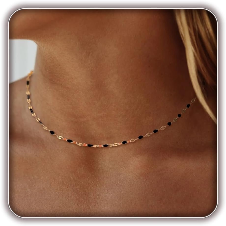 Gold Necklaces for Women Trendy, 14K Gold Plated Dainty Lip Chain Simple Choker Hypoallergenic Waterproof Boho Necklace Fashion Accessories Women Jewelry for Her